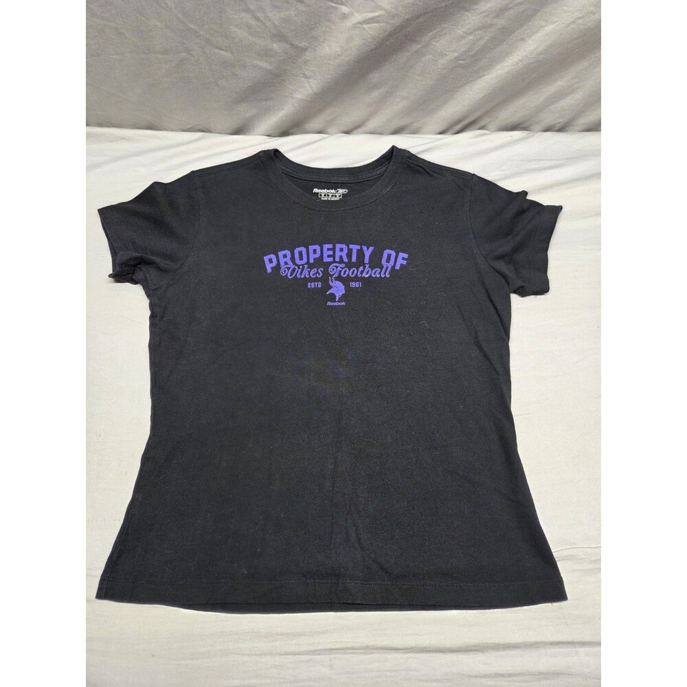Vtg Reebok Minnesota Vikings T-Shirt Black Property Of Vikes Football Women's M